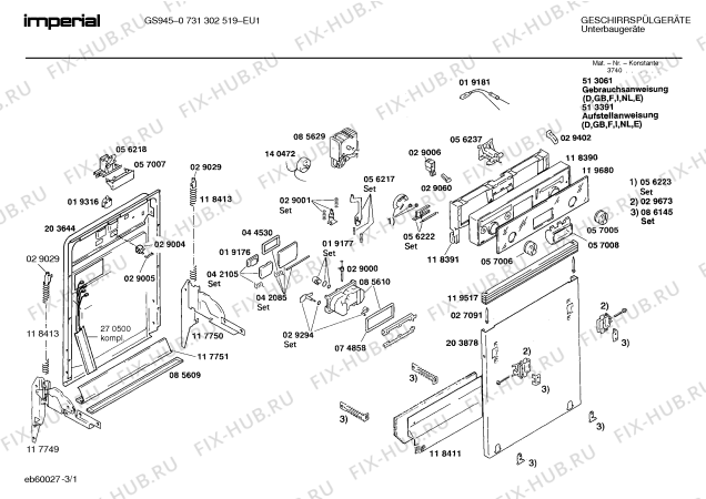 Схема №2 0731302519 GS945 с изображением Переключатель для электропосудомоечной машины Bosch 00057006