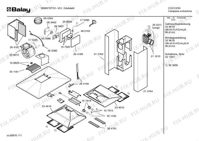 Схема №1 3BI897XP с изображением Инструкция по эксплуатации для электровытяжки Bosch 00529619
