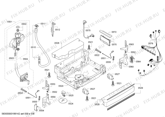 Взрыв-схема посудомоечной машины Bosch SMS46KW00E, SilencePlus, Serie 4 - Схема узла 05