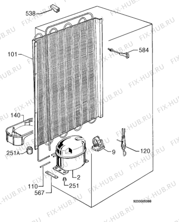 Взрыв-схема холодильника Zanussi ZRC2501 - Схема узла Cooling system 017