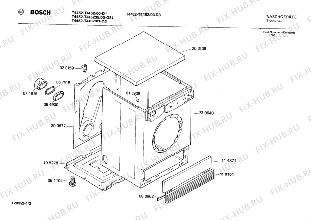 Взрыв-схема сушильной машины Bosch T445235 T4452 - Схема узла 02