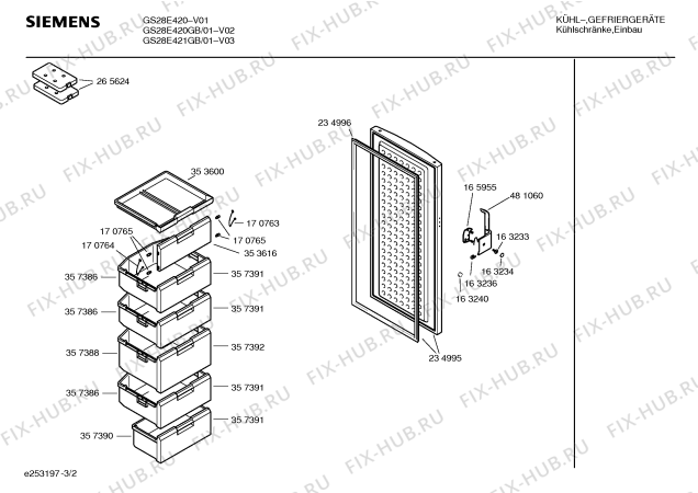 Взрыв-схема холодильника Siemens GS28E420GB - Схема узла 02