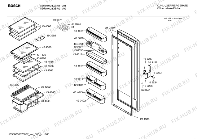 Схема №1 KDR40424GB с изображением Емкость для холодильника Bosch 00438998
