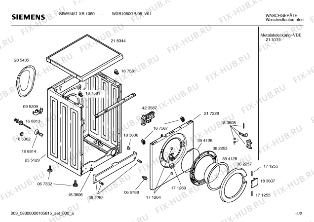Схема №2 WXB1060GB SIWAMAT XB1060 с изображением Панель управления для стиральной машины Siemens 00363227