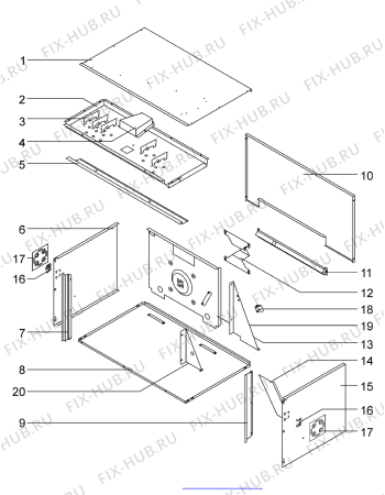 Взрыв-схема плиты (духовки) Juno Electrolux JEB95211E - Схема узла Housing 001