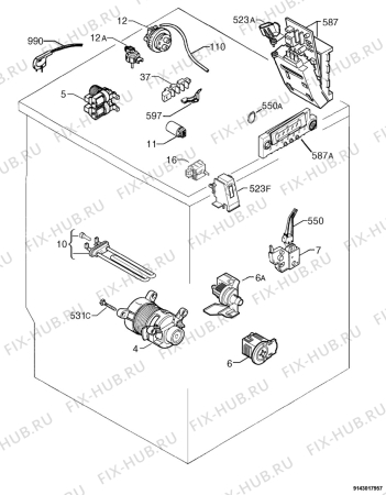 Взрыв-схема стиральной машины Electrolux EW1280F - Схема узла Electrical equipment 268