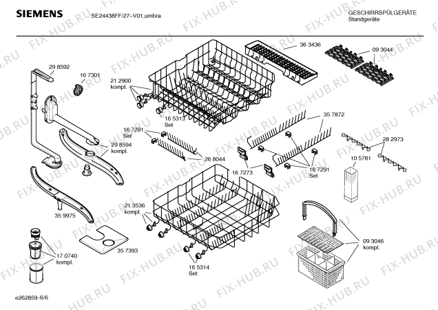 Взрыв-схема посудомоечной машины Siemens SE24438FF - Схема узла 06