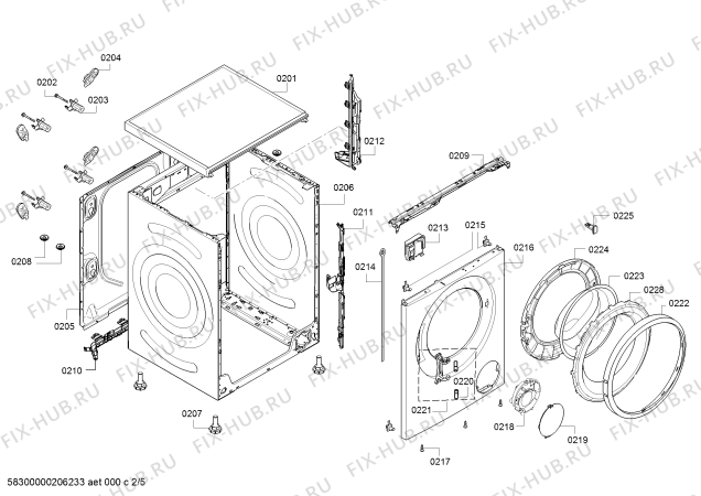 Взрыв-схема стиральной машины Bosch WAT28541OE - Схема узла 02