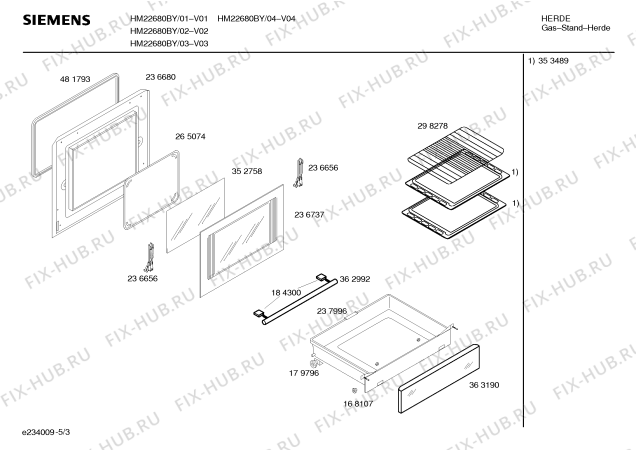Взрыв-схема плиты (духовки) Siemens HM22680BY, Siemens - Схема узла 03