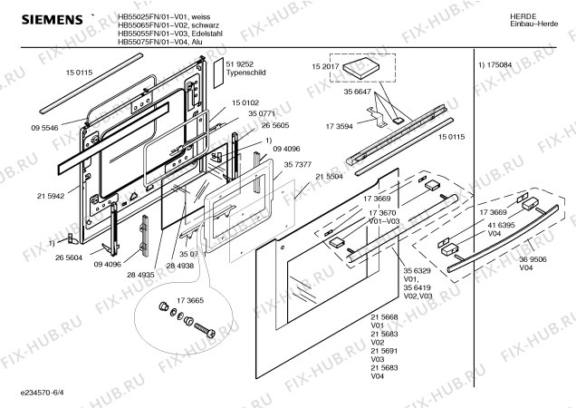 Взрыв-схема плиты (духовки) Siemens HB55055FN - Схема узла 04