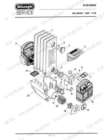 Схема №1 F1 B с изображением Аккумулятор (батарея) для ветродува DELONGHI 706305