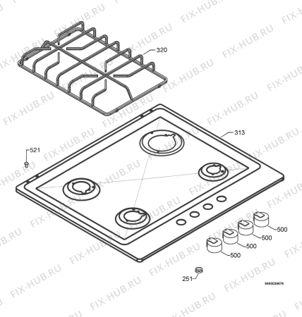 Взрыв-схема плиты (духовки) Electrolux EHG6410X - Схема узла Hob 271