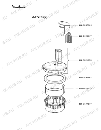Взрыв-схема кухонного комбайна Moulinex AA77RC(2) - Схема узла UP000291.0P4