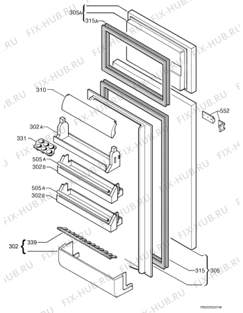 Взрыв-схема холодильника Zanussi ZBT6234 - Схема узла Door 003