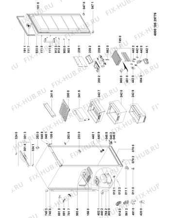 Схема №1 WV1660 A+NFW с изображением Корпусная деталь для холодильной камеры Whirlpool 481010357062