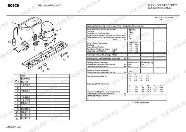 Взрыв-схема холодильника Bosch GSU23421SA - Схема узла 03