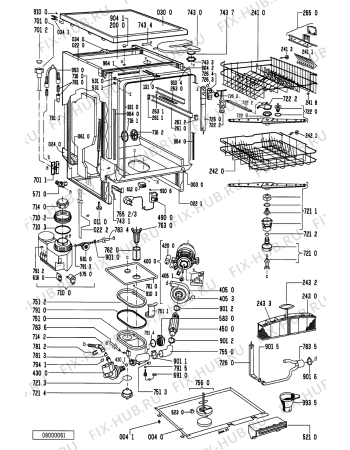 Схема №1 ADP 931/1 WH с изображением Тэн для посудомойки Whirlpool 481225928653