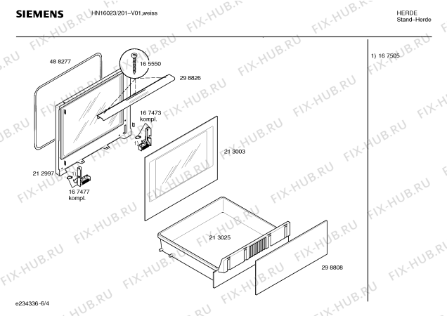 Схема №1 HN16023 с изображением Ручка управления духовкой для плиты (духовки) Siemens 00165617