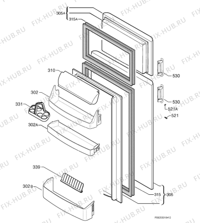 Взрыв-схема холодильника Electrolux ST252 - Схема узла Door 003