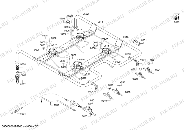 Взрыв-схема плиты (духовки) Bosch HGA323260R - Схема узла 06