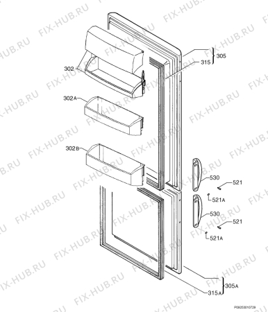 Взрыв-схема холодильника Aeg S333KG7 - Схема узла Door 003