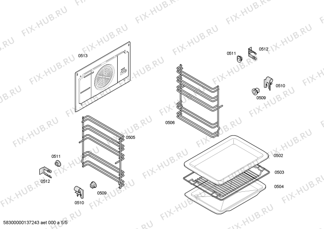 Взрыв-схема плиты (духовки) Bosch HBA23B250E Horno bosch indpnd.multf.inox.reloj cif - Схема узла 05
