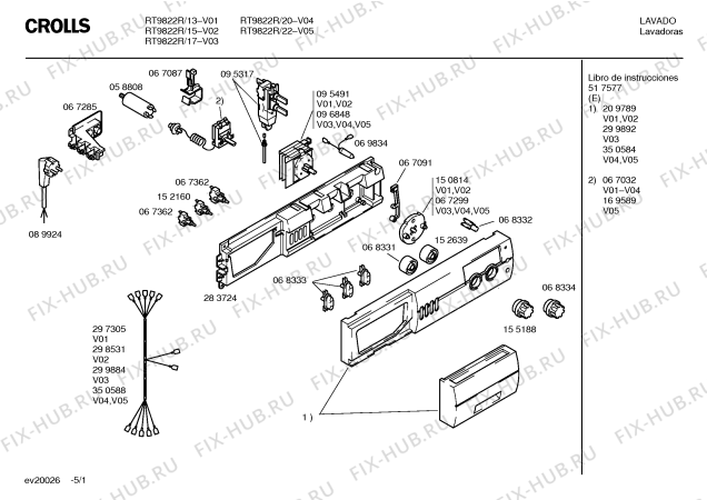 Схема №2 RT9822R Crolls RT9822R с изображением Панель управления для стиралки Bosch 00299892