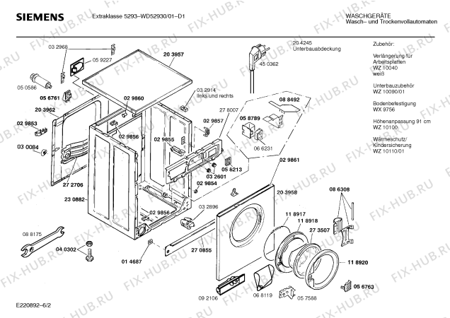 Взрыв-схема стиральной машины Siemens WD52930 EXTRAKLASSE 5293 - Схема узла 02