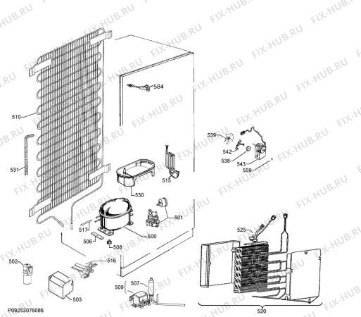 Взрыв-схема холодильника Zanussi ZBB27650SV - Схема узла Cooling system 017