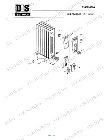 Схема №1 R5005 с изображением Панель для обогревателя (вентилятора) DELONGHI 7085001600