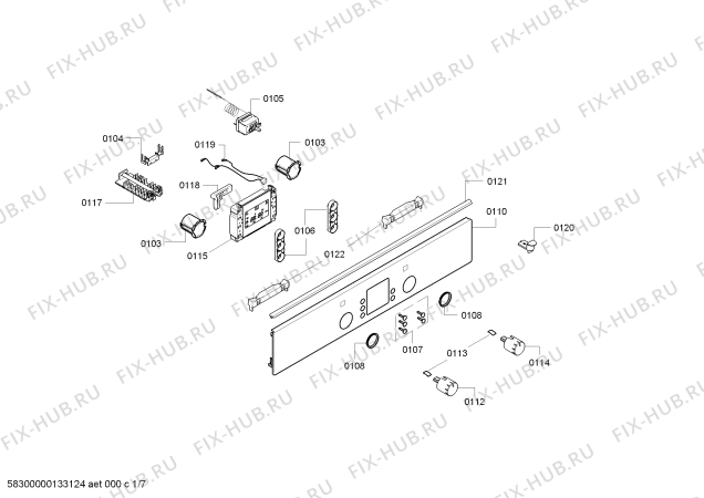 Схема №1 HLN448021X с изображением Панель управления для плиты (духовки) Bosch 00669997