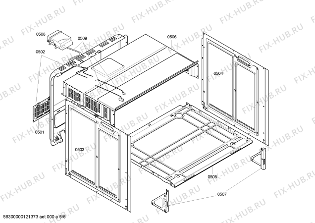 Взрыв-схема плиты (духовки) Bosch HBN38075H - Схема узла 05