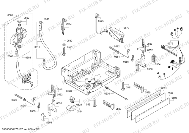 Взрыв-схема посудомоечной машины Bosch SMU86P35DE, Exclusiv, Made in Germany - Схема узла 05