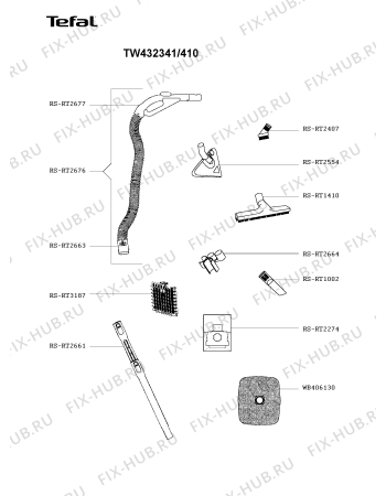 Взрыв-схема пылесоса Tefal TW432341/410 - Схема узла TP003772.1P2