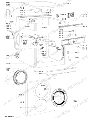 Схема №2 AWO 7455 с изображением Лючок для стиралки Whirlpool 481075245061