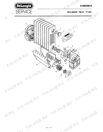 Схема №1 SC 20 с изображением Корпусная деталь для обогревателя (вентилятора) DELONGHI 703148