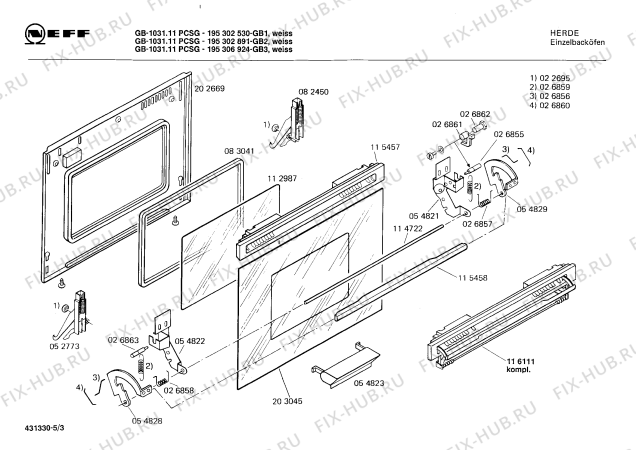 Схема №2 195306924 GB-1031.11PCSG с изображением Панель для плиты (духовки) Bosch 00118577