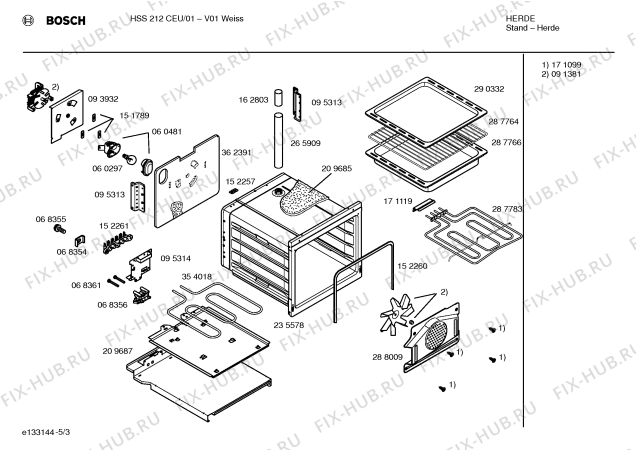 Взрыв-схема плиты (духовки) Bosch HSS212CEU - Схема узла 03
