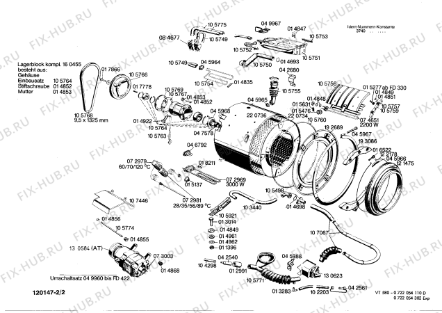 Взрыв-схема стиральной машины Bosch 0722054110 VT580 - Схема узла 02