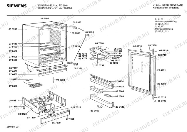 Схема №1 KU15R00 с изображением Инструкция по эксплуатации для холодильника Siemens 00516186