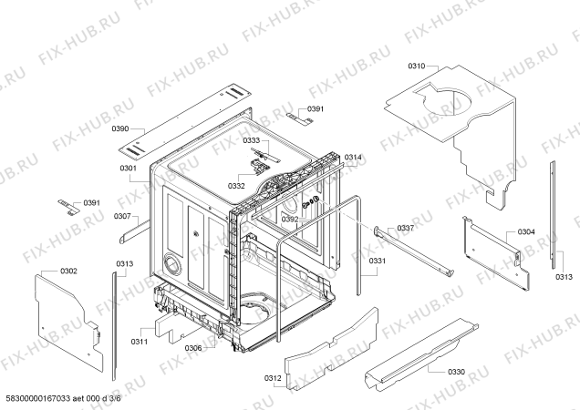 Схема №3 SMV53L20EU SilencePlus с изображением Передняя панель для посудомоечной машины Bosch 00705772