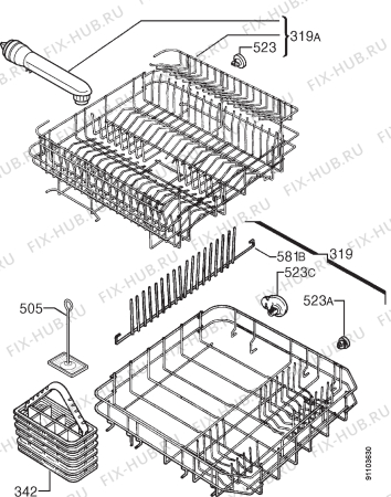 Взрыв-схема посудомоечной машины Aeg F74550 - Схема узла Basket 160
