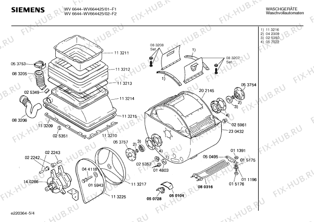 Схема №2 WV664425 WV6644 с изображением Покрытие Siemens 00030231