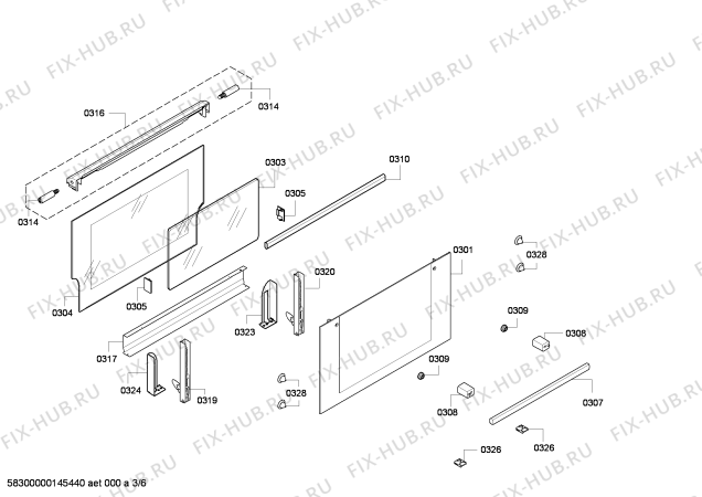 Схема №3 CF630250 с изображением Внешняя дверь для духового шкафа Bosch 00681643