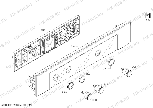 Схема №3 HBL5620UC с изображением Панель управления для духового шкафа Bosch 00685170