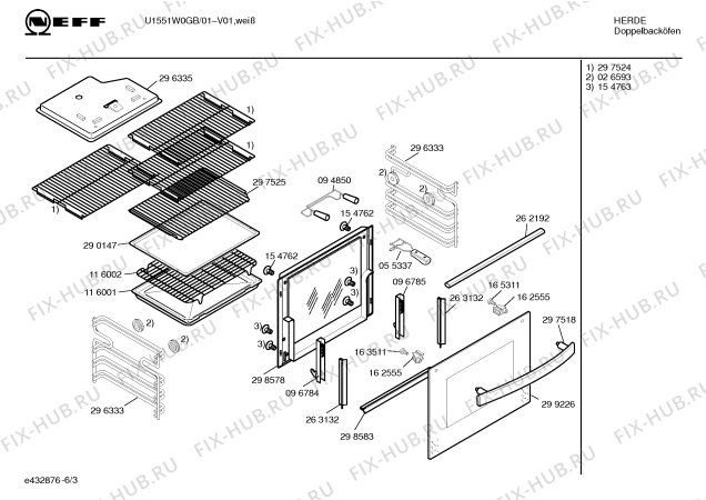 Схема №3 U1551B0GB U1551 BROWN с изображением Внутренняя дверь для плиты (духовки) Bosch 00298578