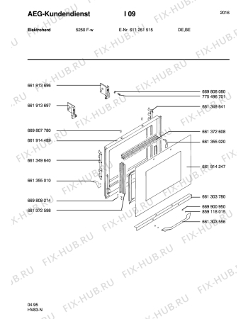 Взрыв-схема плиты (духовки) Aeg 5250F-W - Схема узла Section3