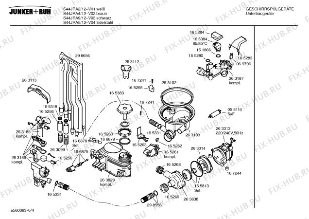 Схема №4 S44JRA2 с изображением Переключатель для электропосудомоечной машины Bosch 00172601