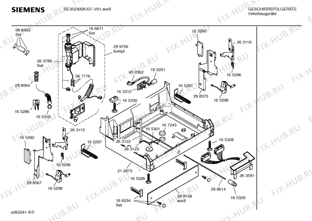 Взрыв-схема посудомоечной машины Siemens SE35230SK - Схема узла 05