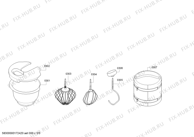 Взрыв-схема кухонного комбайна Bosch MUM52133 - Схема узла 03